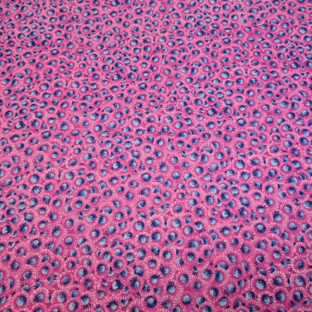 Pink and Purple/Blue Circles Dots Allover Pattern Cotton Fabric 1.5 Yards